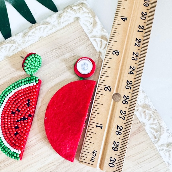 Watermelon Beaded Earrings Dangle Summer Picnic Jewelry Fruit Gift Cute Boho NEW - Picture 7 of 9